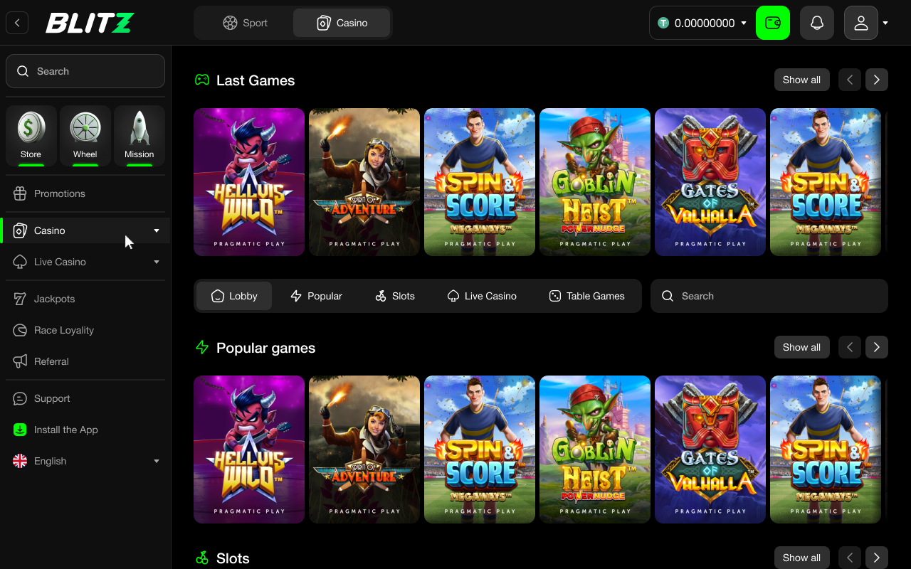 Blitz bet Spiele